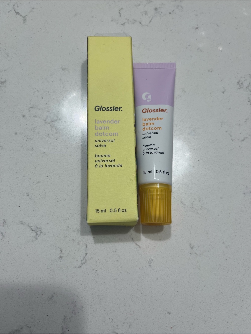 Glossier Lavender Balm Dotcom in Lavender and Yellow